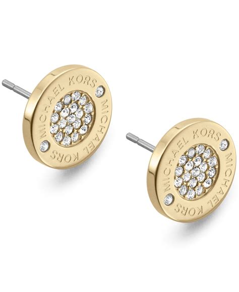 michael kors black tie affair crystal stud earrings goldtone|Michael Kors .